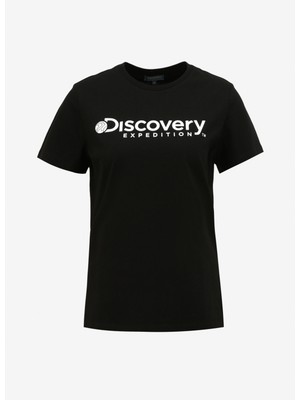 Discovery Expedition Siyah Kadın Bisiklet Yaka T-Shirt D4SL-TST3053