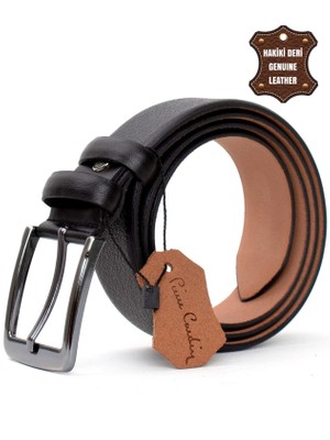 Pierre Cardin PC404 Erkek 4 cm Hakiki Deri Kemer Siyah
