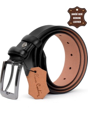Pierre Cardin PC401 Erkek 4 cm Hakiki Deri Kemer Siyah