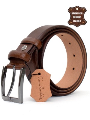 Pierre Cardin PC401 Erkek 4 cm Hakiki Deri Kemer Camel