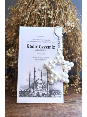 Emtory Home 10 Adet Nostalji Kartlı Kadir Gecesi Hediyesi Inci Anahtarlık Ramazan Hediyesi Jelatinli