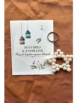 Emtory Home 10 Adet Kandil Hediyesi Inci Anahtarlık Ramazan Hediyesi Kartlı ve Tek Tek Jelatinli