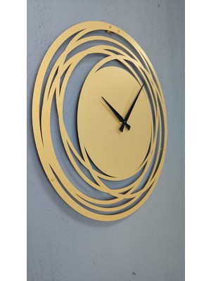 Gowpenart Dizayn Circle Metal Gold / Altın Duvar Saati - Ev / Ofis Saati - Hediye Saat - 50 x 50 cm