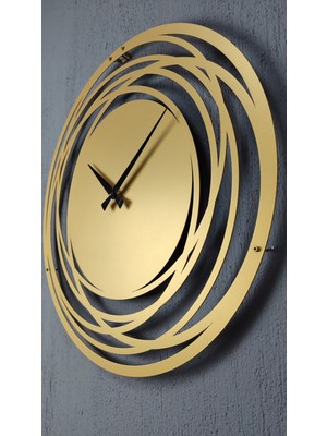 Gowpenart Dizayn Circle Metal Gold / Altın Duvar Saati - Ev / Ofis Saati - Hediye Saat - 50 x 50 cm