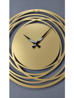 Gowpenart Dizayn Circle Metal Gold / Altın Duvar Saati - Ev / Ofis Saati - Hediye Saat - 50 x 50 cm