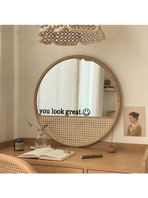 Hediyene Bak Be Happy | You're Beautiful | You Look Great | Dekoratif Duvar Ayna Cam Dekor Yazı Sticker 3'lü