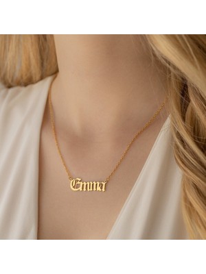 N!da Jewelry 925 Ayar Gümüş Old English Font Isim Kolye