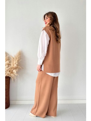 Mazi Butik Süveter Pantolon Takım Camel