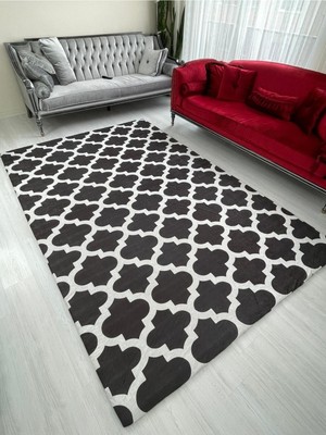 Hemka Modern Desen Lastikli Kadife Halı Örtüsü