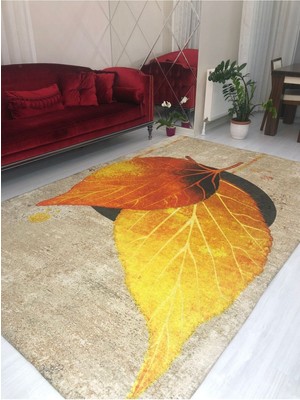 Hemka Yeni Desen 3D Yaprak Model Kadife Halı Örtüsü
