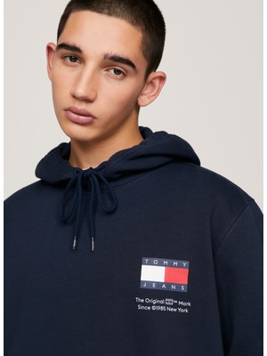 Tommy Jeans Kapüşon Yaka Lacivert Erkek Sweatshırt DM0DM18418C1G