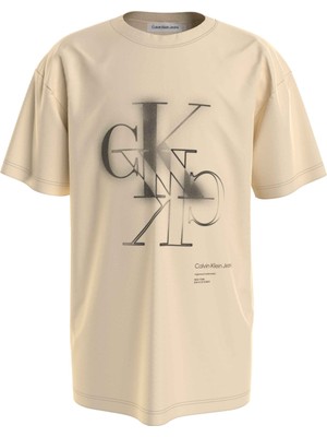 Calvin Klein Bej Kız Çocuk T-Shirt Spray Ck Monogram Ss T-Shırt