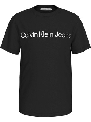 Calvin Klein Siyah Erkek Çocuk T-Shirt Inst. Logo Ss T-Shırt