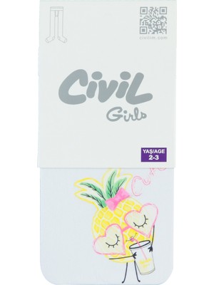 Civil Girls Kız Çocuk 40/20 Denye Mus Külotlu Çorap 2-12 Yaş Beyaz