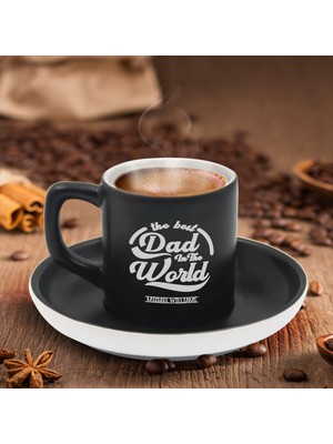 Bk Gift Kişiye Özel Dad Tasarımlı Siyah Renk Türk Kahvesi Fincanı-7, Arkadaşa Hediye, Sevgiliye Hediye, Yıl Dönümü Hediyesi