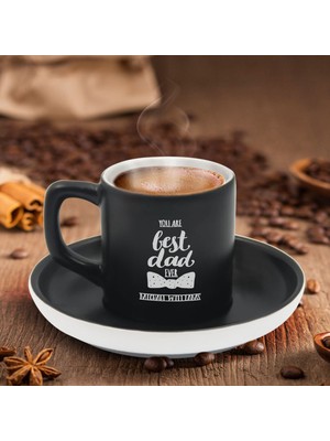 Bk Gift Kişiye Özel Dad Tasarımlı Siyah Renk Türk Kahvesi Fincanı-4, Arkadaşa Hediye, Sevgiliye Hediye, Yıl Dönümü Hediyesi