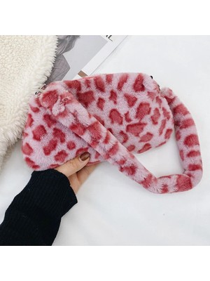 Qiuming Shop Siyah Çiçek Stili Moda Kadın Inek Baskı Kalıp Çantaları Kadın Kış Peluş Koltukaltı Çantaları Leopar Zebra Desen Kabarık Bez Çantalar Küçük Çantalar (Yurt Dışından)