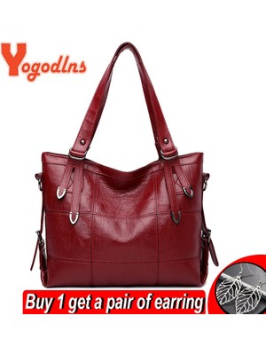 Qiuming Shop Siyah Stil 33X10X25CM Yogodlns Lüks Çanta Kadın Pu Deri Omuz Çantası Büyük Kapasiteli Üst Saplı Çanta Vintage Crossbody Çanta S Lady Kılıfı Kesesi (Yurt Dışından)