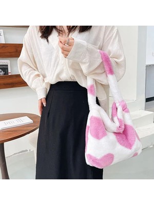 Qiuming Shop Stil D Pembe Kalp Stili Kadın Peluş Çanta Omuz Çantası Moda Yeni Kadın Koltukaltı Çantaları Faux Kürk Çanta Çantalar Kabarık Alışveriş Çantası 6 Stil (Yurt Dışından)