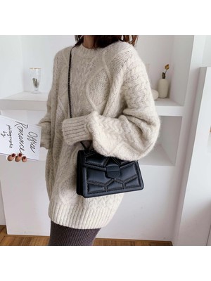 Qiuming Shop Düz Siyah 4 Tarzı Shujın Perçin Zinciri Küçük Kadınlar Için Crossbody Çanta Omuz Askılı Çanta Bayan Lüks Çanta Moda (Yurt Dışından)