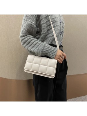 Qiuming Shop Açık Mavi Stil1 Stil Moda Ekose Crossbody Çanta Kadın Pu Deri Omuz Çantası Basit Düz Renk Messenger Çanta Tasarımcı Bayan Çanta Günlük Kese Kesesi (Yurt Dışından)