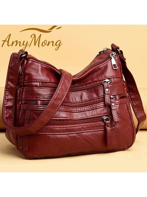 Qiuming Shop Mor Tarzı 2021 Women Soft Leather Luxury Handbags Purses Female Bags Many Pockets Designer Shoulder Crossbody Bag Fashion Sac For Ladies (Yurt Dışından)