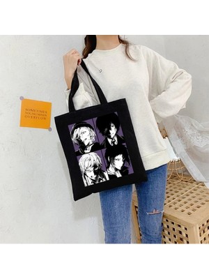 Qiuming Shop BAI01 Stili Bungou Stray Dogs Osamu Dazai Japan Anime Canvas Bag Large Harajuku Gothic Famale Shopper Bag Casual Vintage Women Shoulder Bags (Yurt Dışından)