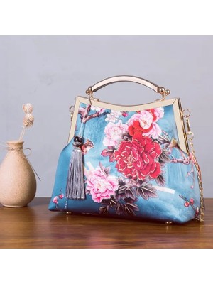 Qiuming Shop Kadın Çantası 1 Tarzı 22CMX16CMX5CM Vintage Tasarımcı Kilit Kabuk Çanta Saf El Yapımı Çanta Saçak Zincir Kadın Omuz Crossbody Çanta Lady Kadın Çanta Iyi Çanta (Yurt Dışından)