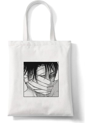 Qiuming Shop B125O Stili Japon Anime Levi Titan Bez Çanta Shopper Baggeki Hiçbir Kyojin Alışveriş Çantası Omuz Çantası Kanvas Çanta Yeniden Kullanılabilir (Yurt Dışından)