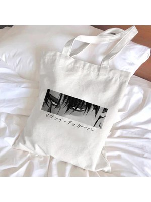 Qiuming Shop B125O Stili Japon Anime Levi Titan Bez Çanta Shopper Baggeki Hiçbir Kyojin Alışveriş Çantası Omuz Çantası Kanvas Çanta Yeniden Kullanılabilir (Yurt Dışından)