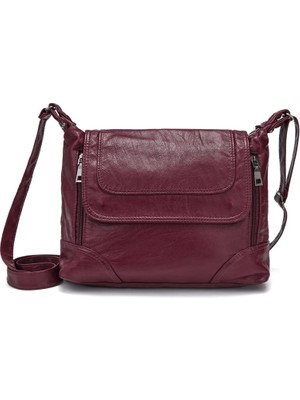 Qiuming Shop Kırmızı Stil Annmouler Kadın Omuz Çantası Tasarımcı Crossbody Çanta Yumuşak Yıkanmış Deri Messenger Çanta Lüks Çanta Kadın Çantaları Sac A Mai (Yurt Dışından)