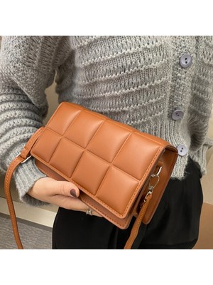 Qiuming Shop Black Style1 Style Moda Ekose Crossbody Çanta Kadın Pu Deri Omuz Çantası Basit Düz Renk Messenger Çanta Tasarımcı Bayan Çanta Günlük Kese Kesesi (Yurt Dışından)