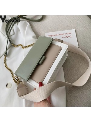 Qiuming Shop Sarı Stil 19.5X7X15CM Kontrast Renk Deri Kadınlar Için Crossbody Çanta Ravel Çanta Moda Basit Omuz Askılı Çanta Bayanlar Küçük Flap Çanta (Yurt Dışından)