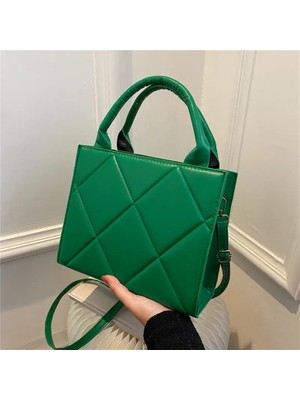 Qiuming Shop Yeşil Stil 23X19X10CM 2022 Yeni Bahar Kadın Omuz Çantası Trendy Ekose Pu Deri Crossbody Çanta Moda Bayan Çanta Tasarımcı Üst Kolu Çanta (Yurt Dışından)