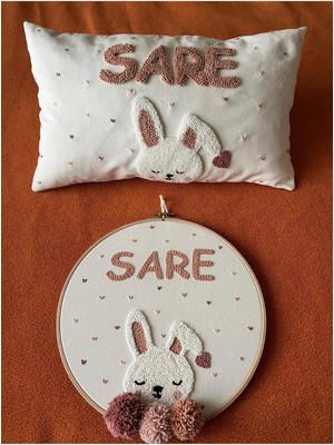 Punch Passion Punch Işlemeli Isimli Kapı Süsü ve Takı Yastığı Takımı,bebek Hediyelik (Iç Dolgusuz)