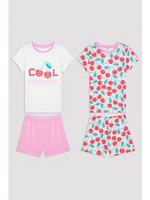 Penti Kız Çocuk Cherry Pamuklu Çok Renkli 2li Pijama Seti