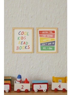 Ayışığı Dizayn Çocuk Odası Emoji Ahşap Çerçeveli 2'li Tablo Seti