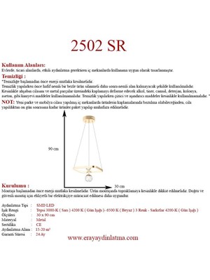 Eray Aydınlatma 2502-1 Gold LED Avize