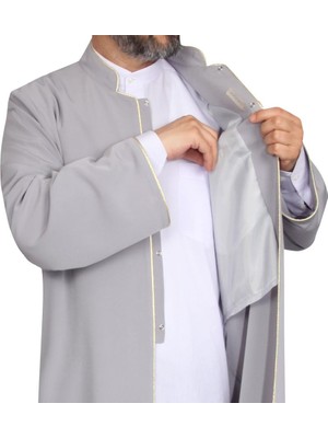 Akıncı Tekstil Hakim Yaka Cübbe Gri - Sarı Biyeli