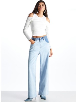 Açık Mavi Wide Leg Relaxed Fit Jean