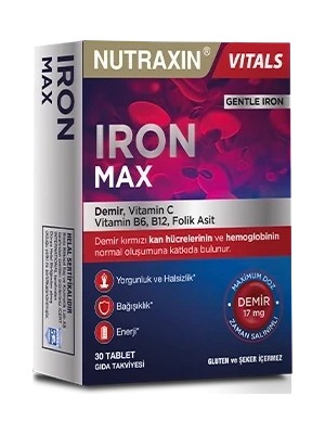 Nutraxin Iron Max 17 Mg 30 Tablet x 3 Kutu