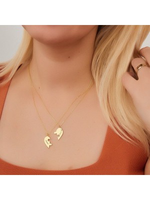 N!da Jewelry 925 Ayar Gümüş Çift Kalp Isim Kolye