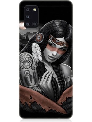 Teknomeg Samsung Galaxy A31 Uyumlu Kızılldereli Kız Dreamcatcher Desenli Silikon Kılıf