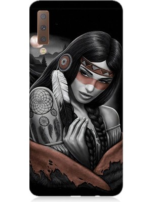 Teknomeg Samsung Galaxy A7 2018 Uyumlu Kızılldereli Kız Dreamcatcher Desenli Silikon Kılıf