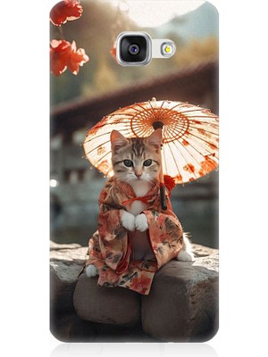 Teknomeg Samsung Galaxy A3 2016 Uyumlu Geyşa Kıyafetli Kedi Desenli Silikon Kılıf
