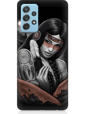 Teknomeg Samsung Galaxy A52 Uyumlu Kızılldereli Kız Dreamcatcher Desenli Silikon Kılıf