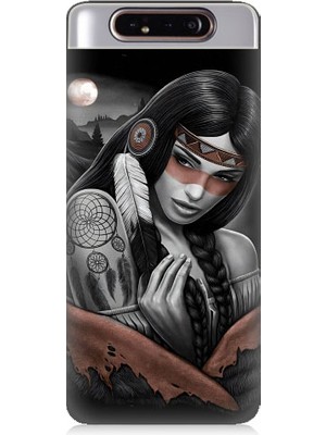 Teknomeg Samsung Galaxy A80 Uyumlu Kızılldereli Kız Dreamcatcher Desenli Silikon Kılıf