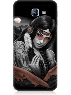 Teknomeg Samsung Galaxy A8 2016 Uyumlu Kızılldereli Kız Dreamcatcher Desenli Silikon Kılıf