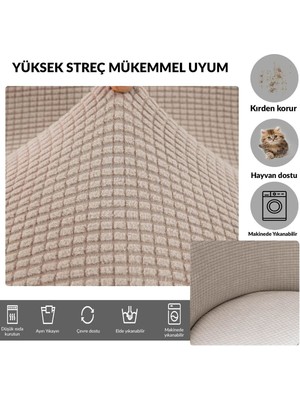 riselerhome Yıkanabilir Streç Lastikli Likralı Oval Sandalye Kılıfı - Yuvarlak Sandalye Örtüsü