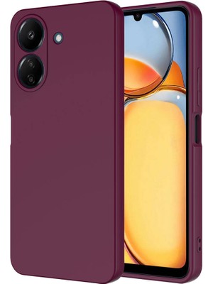 Kzy Xiaomi Redmi 13C Kapak Kamera Korumalı Içi Kadife Lansman Silikon Kılıf - Mürdüm
